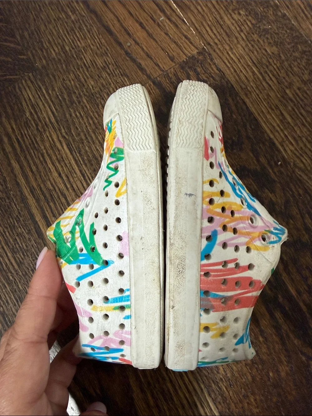 Native & Crayola collab White Multicolor rainbow Graffiti Print Slip-On Shoe 6